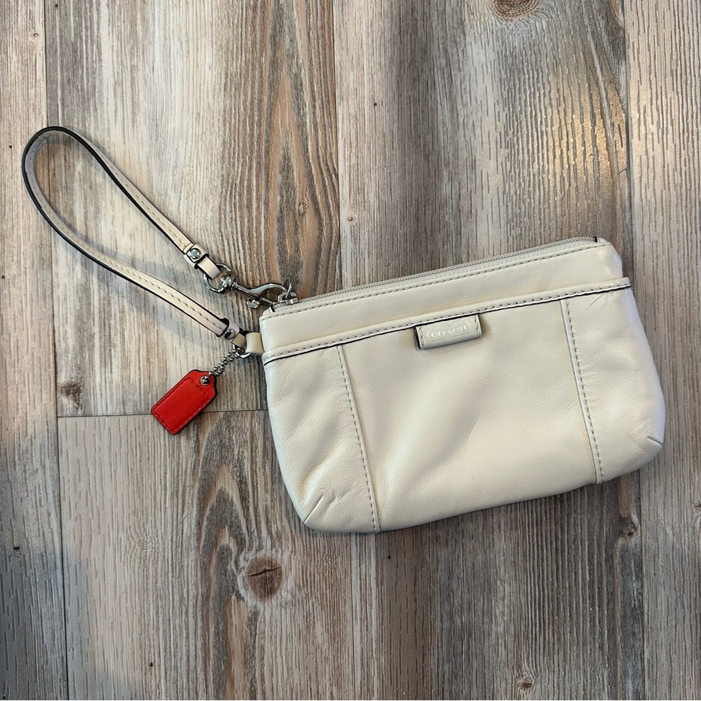 Coach Cream Leather Wristlet
